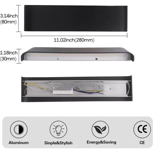 Mille Lucciole 18W LED fali lámpa fekete 28cm 2db szett