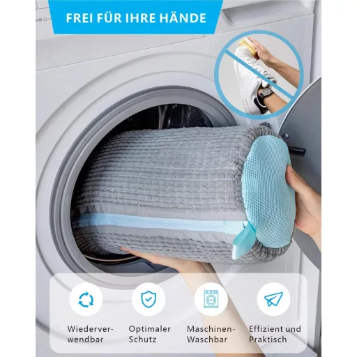 HOXATYP Sac de spălat pantofi pentru mașina de spălat, sac universal de curățare a pantofilor, 2 buc, gri