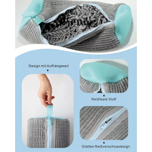 HOXATYP Sac de spălat pantofi pentru mașina de spălat, sac universal de curățare a pantofilor, 2 buc, gri