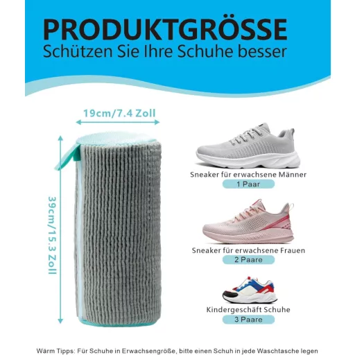 HOXATYP Sac de spălat pantofi pentru mașina de spălat, sac universal de curățare a pantofilor, 2 buc, gri