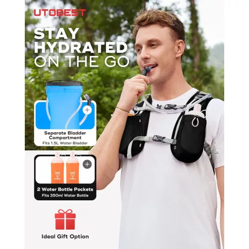 UTOBEST 5L ruksak za trčanje, reflektirajući prsluk za trčanje za muškarce i žene