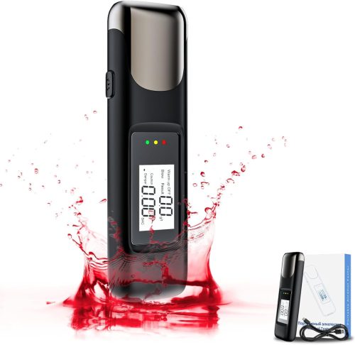 Digitális Alkoholszonda LCD Kijelzővel - Pontos Promille Mérő Szájrész Nélkül - Hordozható Alkoholteszter USB Töltéssel Bulikhoz, Ot