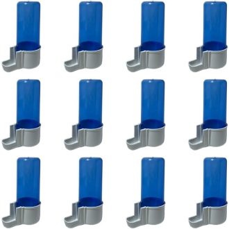   ANIMALPLAST Madár Itató és Etető Adagoló - 12db 100ml Automata Függeszthető Víz- és Magadagoló Kalitkához, Kis-Közepes Madaraknak, Kék-Fehér