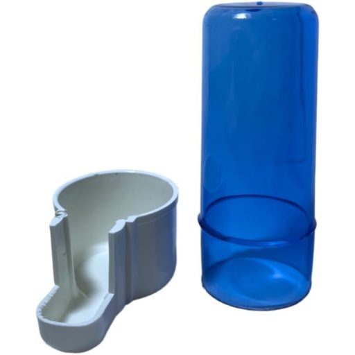 ANIMALPLAST Madár Itató és Etető Adagoló - 12db 100ml Automata Függeszthető Víz- és Magadagoló Kalitkához, Kis-Közepes Madaraknak, Kék-Fehér