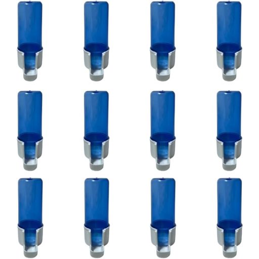 ANIMALPLAST Adăpător și Hrănitor Păsări - 12 buc 100ml Automat, Suspendabil, Distribuitor Apă și Semințe pentru Colivii, Păsări Mici-Medii, Albastru-Alb