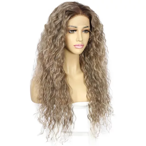 Sapphirewigs Ombre Barna Szintetikus Göndör Paróka Nőknek, Szőke, Hőálló, 66cm