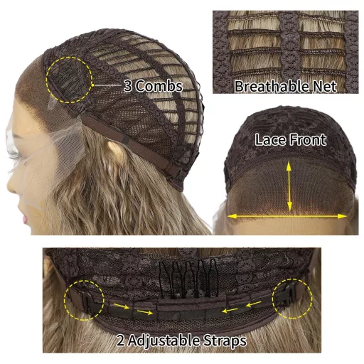 Sapphirewigs Ombre Barna Szintetikus Göndör Paróka Nőknek, Szőke, Hőálló, 66cm