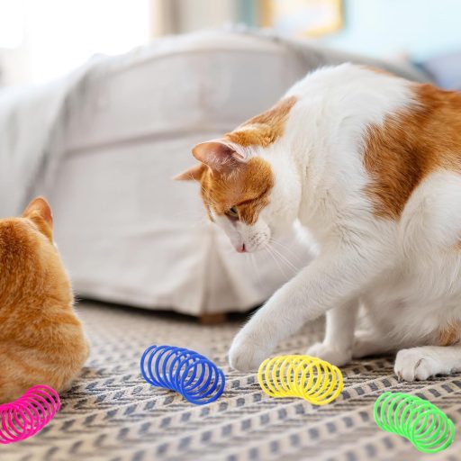 MOVKZACV 20 ks Špirálová hračka pre mačky, interaktívna farebná hračka pre mačiatka