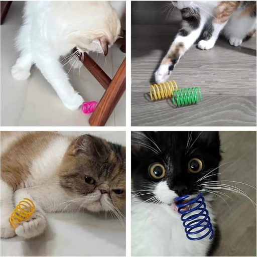 MOVKZACV 20 ks Špirálová hračka pre mačky, interaktívna farebná hračka pre mačiatka