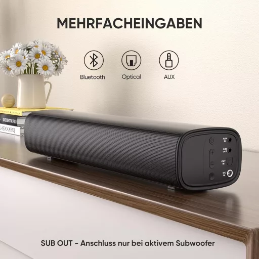 Saiyin 2.0 Soundbar TV-hez 40W Bluetooth/Optikai/AUX Csatlakozással