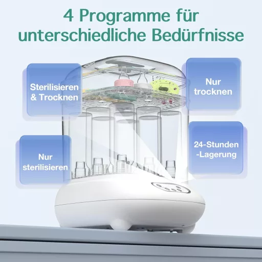 Elektrický parný sterilizátor a sušička fliaš femometer family pre 9 fliaš, biela