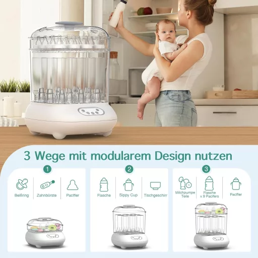 femometer family Elektromos Gőz Sterilizáló és Szárító 9 Palackhoz Fehér