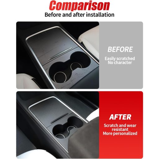 LALAIJDOU Középkonzol Borítás Tesla Model Y Model 3 Szénszál Minta