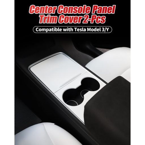 LALAIJDOU Karbónový kryt konzoly pre Tesla Model Y Model 3, biela matná dekorácia interiéru