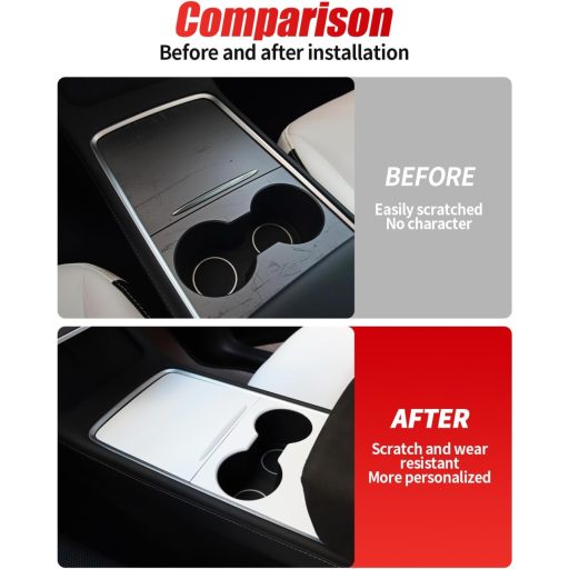 LALAIJDOU Karbon Konzol Fedél Tesla Model Y Model 3 Fehér Matt Beltéri Dekoráció