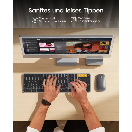 ProtoArc Bluetooth Billentyűzet és Egér Mac-hez, Vezeték Nélküli Teljes Méret, Újratölthető