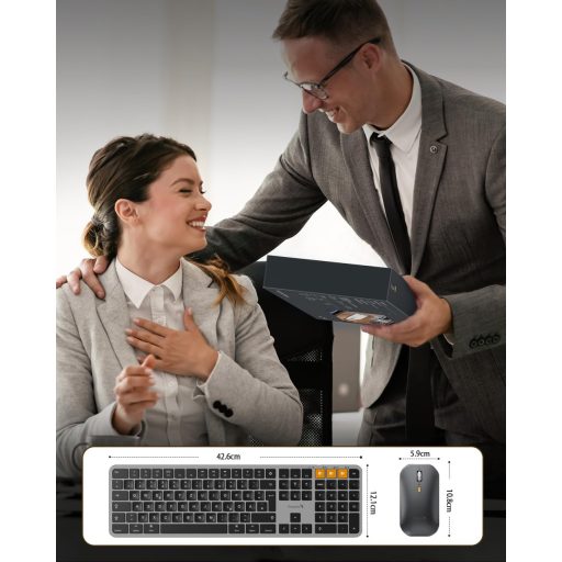 ProtoArc Bluetooth Billentyűzet és Egér Mac-hez, Vezeték Nélküli Teljes Méret, Újratölthető