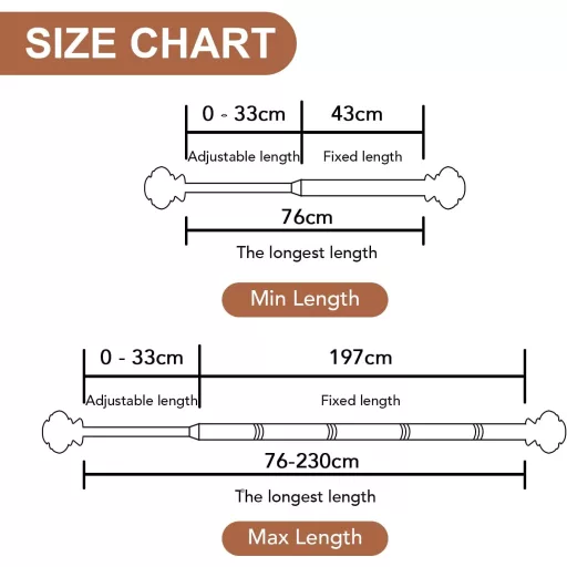 BellaHills 76-230 cm Teleszkópos Függönykarnis 25 mm Fehér 2 db Konzollal