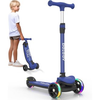   BELEEV A8 Összecsukható Roller LED Kerekekkel, 3 Kerekű Gyerek Roller 3-12 Év