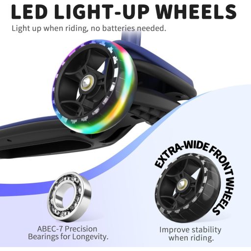 BELEEV A8 Összecsukható Roller LED Kerekekkel, 3 Kerekű Gyerek Roller 3-12 Év