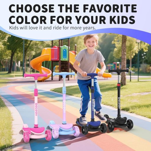 BELEEV A8 Összecsukható Roller LED Kerekekkel, 3 Kerekű Gyerek Roller 3-12 Év