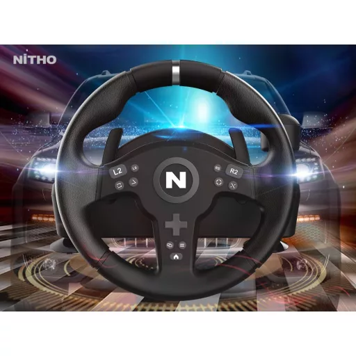 NITHO Drive Pro ONE V200 Volan și Pedale pentru Simulator de Curse cu Unghi de Rotație de 270°, Compatibil PC, PS4, Xbox One, Xbox Series X/S, Incorporat