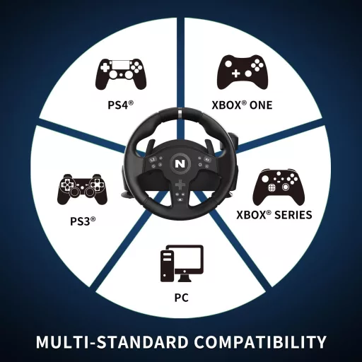 NITHO Drive Pro ONE V200 Volan și Pedale pentru Simulator de Curse cu Unghi de Rotație de 270°, Compatibil PC, PS4, Xbox One, Xbox Series X/S, Incorporat