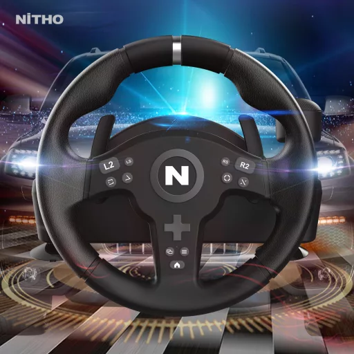 NITHO Drive Pro ONE V200 Volan și Pedale pentru Simulator de Curse cu Unghi de Rotație de 270°, Compatibil PC, PS4, Xbox One, Xbox Series X/S, Incorporat