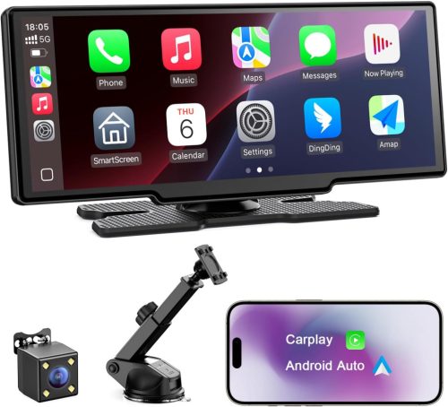 Avylet 8.1" Vezeték Nélküli CarPlay Kijelző Android és Apple Készülékekhez - IPS Érintőképernyő, IP67 Tolatókamera, GPS Navigáció, Bluetooth