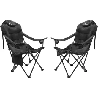   Sportneer XXL Kempingszék Felnőtteknek - Párnázott Karfával és Fejtámasszal, 3 Pozícióban Dönthető, Összecsukható, 160kg Teherbírású Kerti S