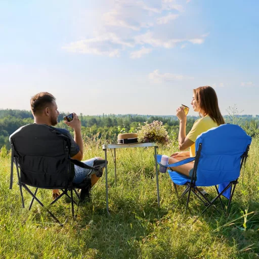 Sportneer XXL Scaun de Camping pentru Adulți - Cu Brațe și Tetieră Căptușite, Înclinare în 3 Poziții, Pliabil, Capacitate de Încărcare 160kg, Grădină S