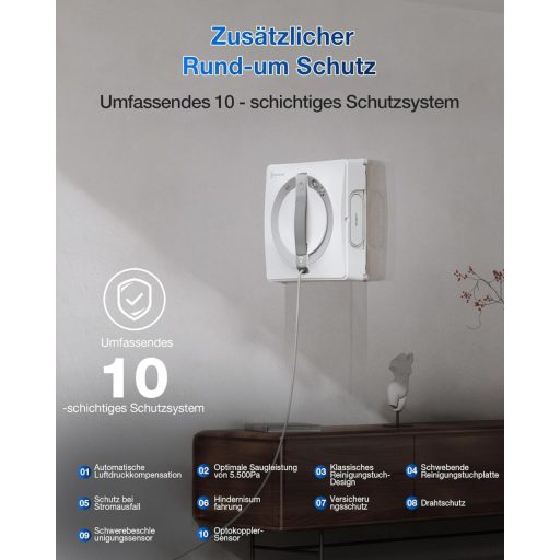 ECOVACS Winbot W2 Pro ablaktisztító robot 3 fúvókás vízpermetezővel