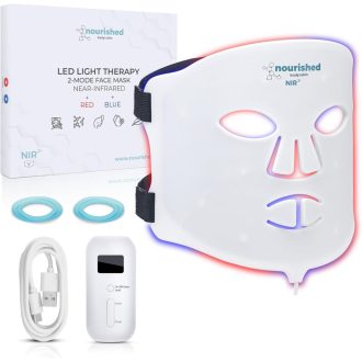   Mască facială LED Nourished Bodynskin cu 114 LED-uri, terapie cu lumină roșie și albastră, antirid