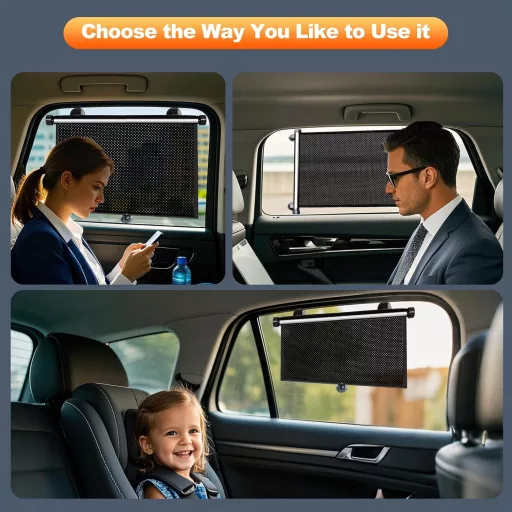Parasolar auto XCBYT pentru bebeluși, protecție UV retractabilă pentru geamul lateral