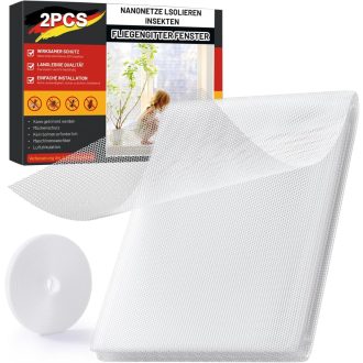   ZUIYIN Szúnyogháló Ablakra (2 db, 130x150 cm, Fehér) - Méretre Vágható Rovar- és Szúnyogvédelem, Fúrás Nélkül, 2.0 Verzió Erősebb Tapadással