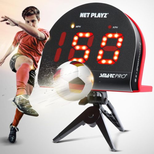 NET PLAYZ Futball Radar Sebességmérő - Edzőfelszerelés Sebességérzékelővel, Állítható Szögű Sporteszköz Futball, Golf, Baseball és Más Sport