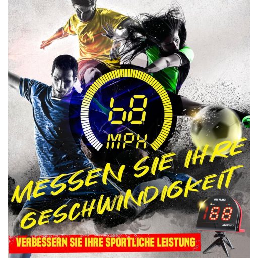 NET PLAYZ Futbalový radarový merač rýchlosti - Tréningové vybavenie so snímačom rýchlosti, Športové zariadenie s nastaviteľným uhlom pre futbal, golf, baseball a iné športy
