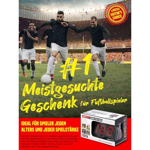 NET PLAYZ Futbalový radarový merač rýchlosti - Tréningové vybavenie so snímačom rýchlosti, Športové zariadenie s nastaviteľným uhlom pre futbal, golf, baseball a iné športy