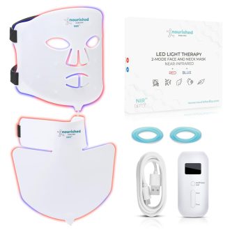   Mască LED Nourished Bodynskin pentru tratamentul feței și gâtului - 228 LED-uri lumină roșie și albastră, anti-rid, îngrijire a pielii