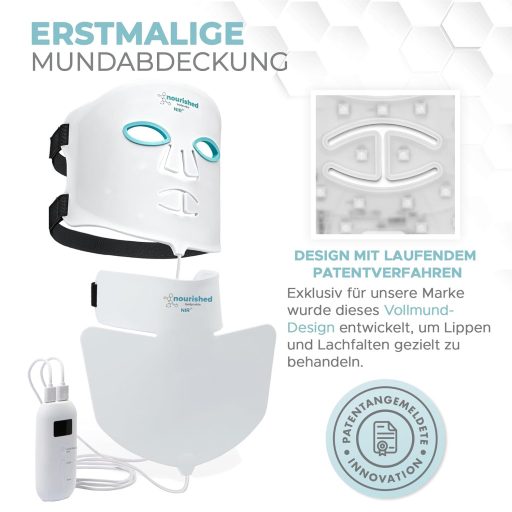 Mască LED Nourished Bodynskin pentru tratamentul feței și gâtului - 228 LED-uri lumină roșie și albastră, anti-rid, îngrijire a pielii
