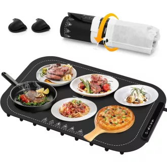   DVEPOY Elektromos Ételmelegítő Tálca, Hordozható Melegítőlap Buffethez és Partikhoz