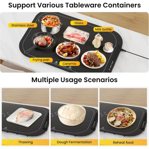 DVEPOY Elektrický ohrievací podnos na jedlo, prenosná vyhrievacia platňa na bufety a oslavy