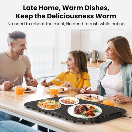 DVEPOY Elektrický ohrievací podnos na jedlo, prenosná vyhrievacia platňa na bufety a oslavy