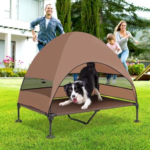 Pătuc Snagle Paw pentru câini, cu acoperiș și design ridicat, pentru câini mari, impermeabil