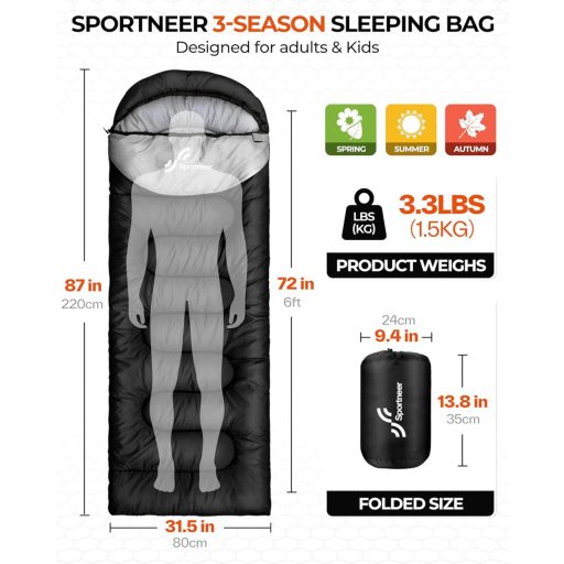 Sportneer Hálózsák Felnőtt Gyerek Könnyű Hordozható Kempingezéshez Túrázáshoz