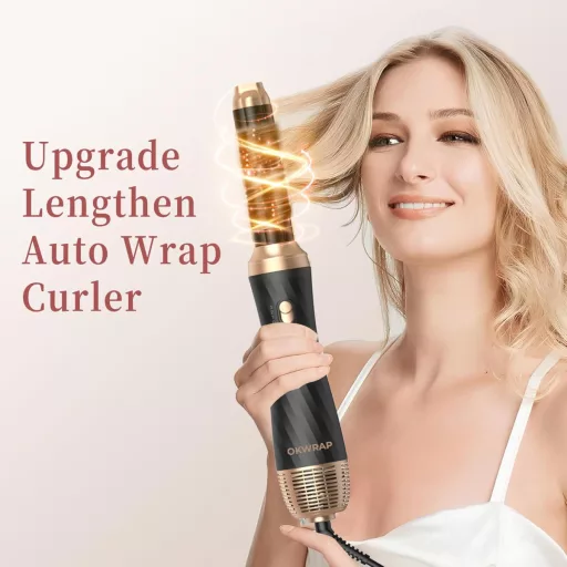 Set de coafat OKWRAP 6 în 1 - Perie uscător cu aer cald, ondulator, placă de îndreptat, perii pentru volumizare, pentru diverse coafuri