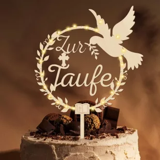 Giftota Fa Keresztelő Tortadísz LED Tündérfényekkel
