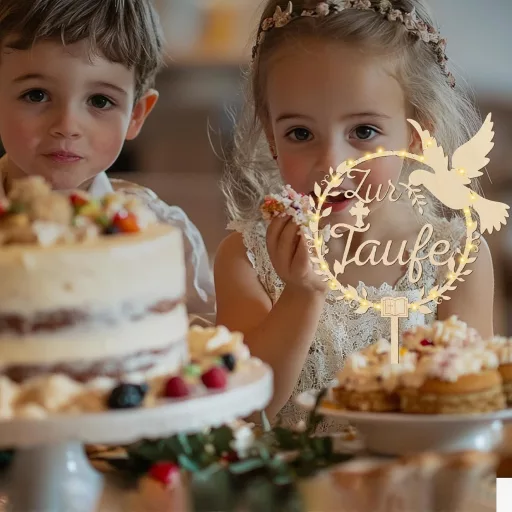 Giftota Fa Keresztelő Tortadísz LED Tündérfényekkel