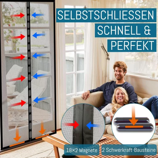 HONGTAISHENG Plasă Magnetică Anti-Țânțari pentru Ușă, Închidere Automată, 70x200cm, Negru