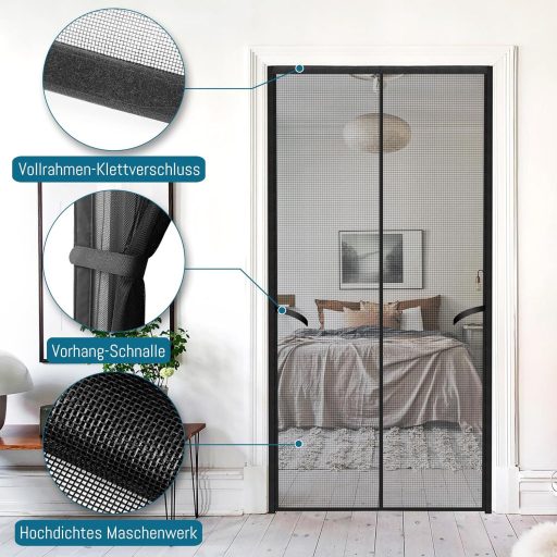 HONGTAISHENG Magnetická sieťka proti hmyzu na dvere 70x200 cm, automatické zatváranie, záves odolný voči mačkám